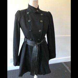 Anthropologie Maude wool and vegan leather coat